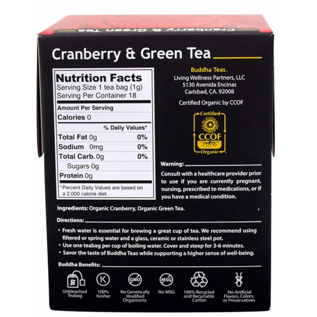 Buddha Teas Chá Verde e Cranberry: Sabor e Saúde em 18 Saquinhos - Imagem 2