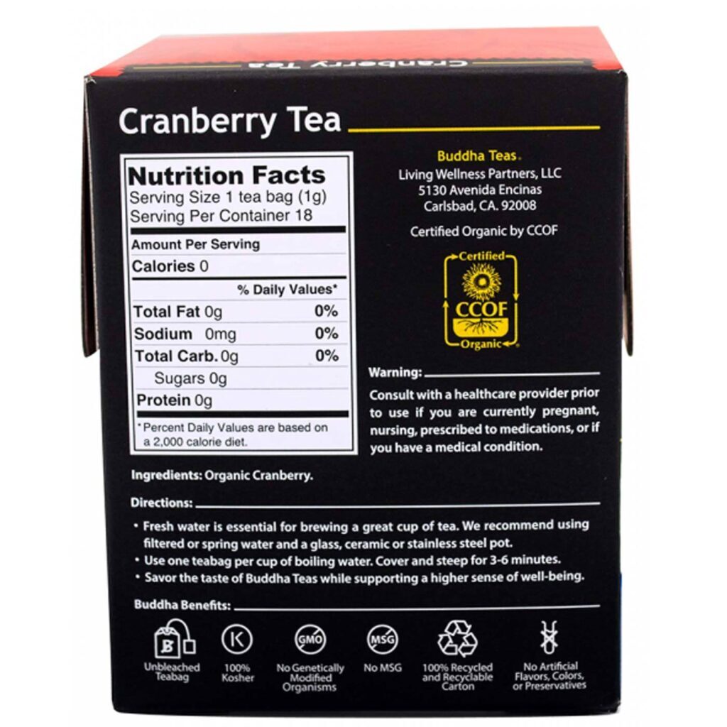 Buddha Teas Chá de Oxicoco (Cranberry) 18 Saquinhos - Bem-Estar Natural - Imagem 2