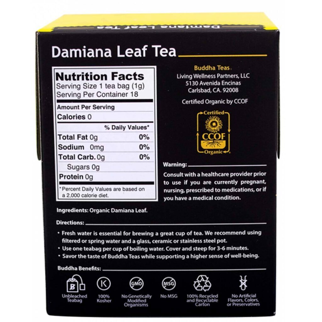 Chá de Folha de Damiana Buddha Teas Herbal Tea - 18 Saquinhos - Imagem 2