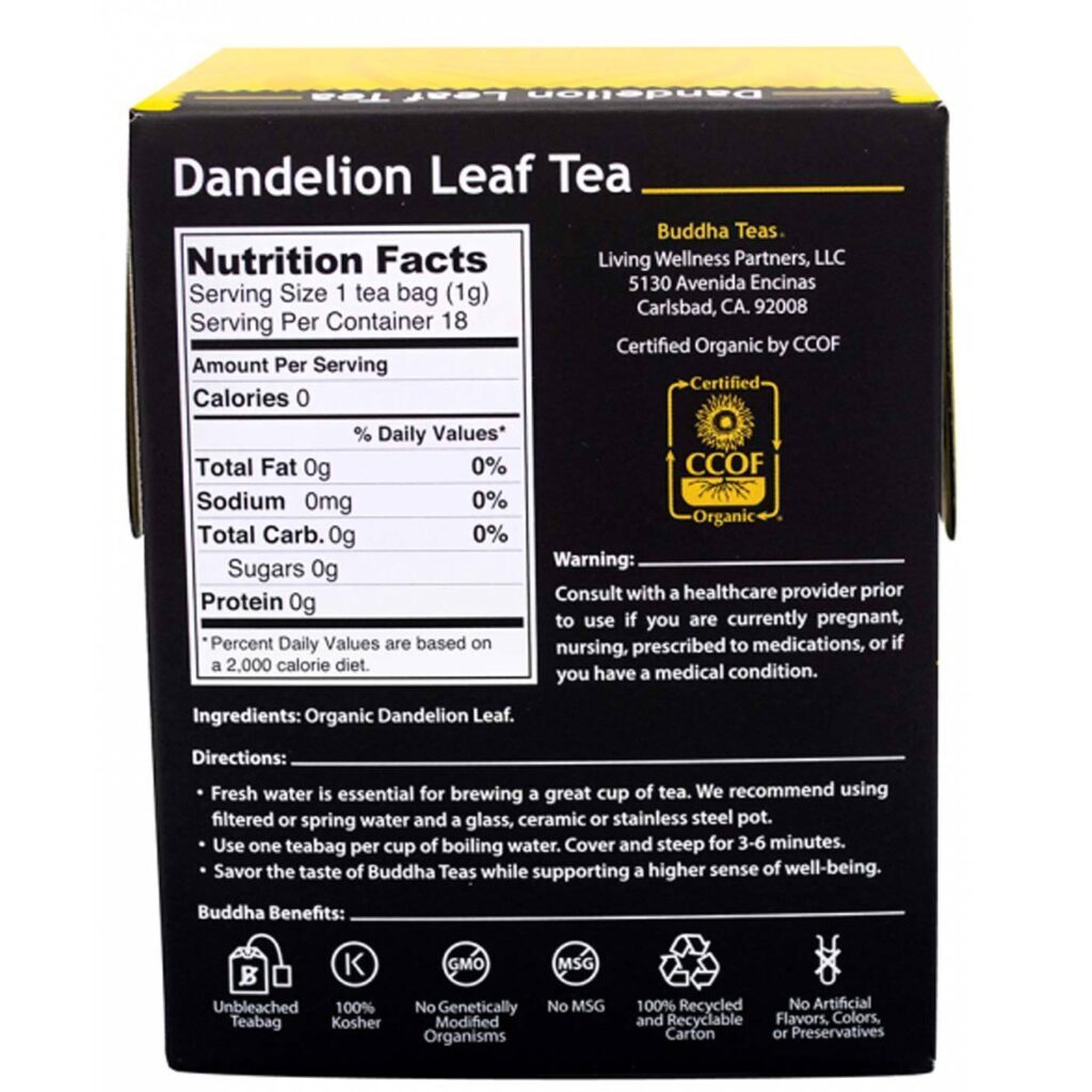 Buddha Teas Chá de Folha de Dente de Leão - 18 Saquinhos | Bem-Estar Natural - Imagem 2