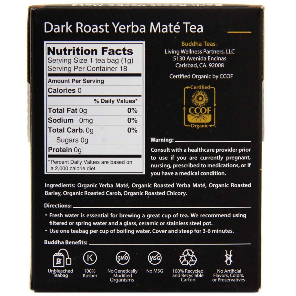 Buddha Teas Chá de Erva-mate Dark Roast - 18 Sachês: Sabor Intenso e Bem-Estar Natural - Imagem 3