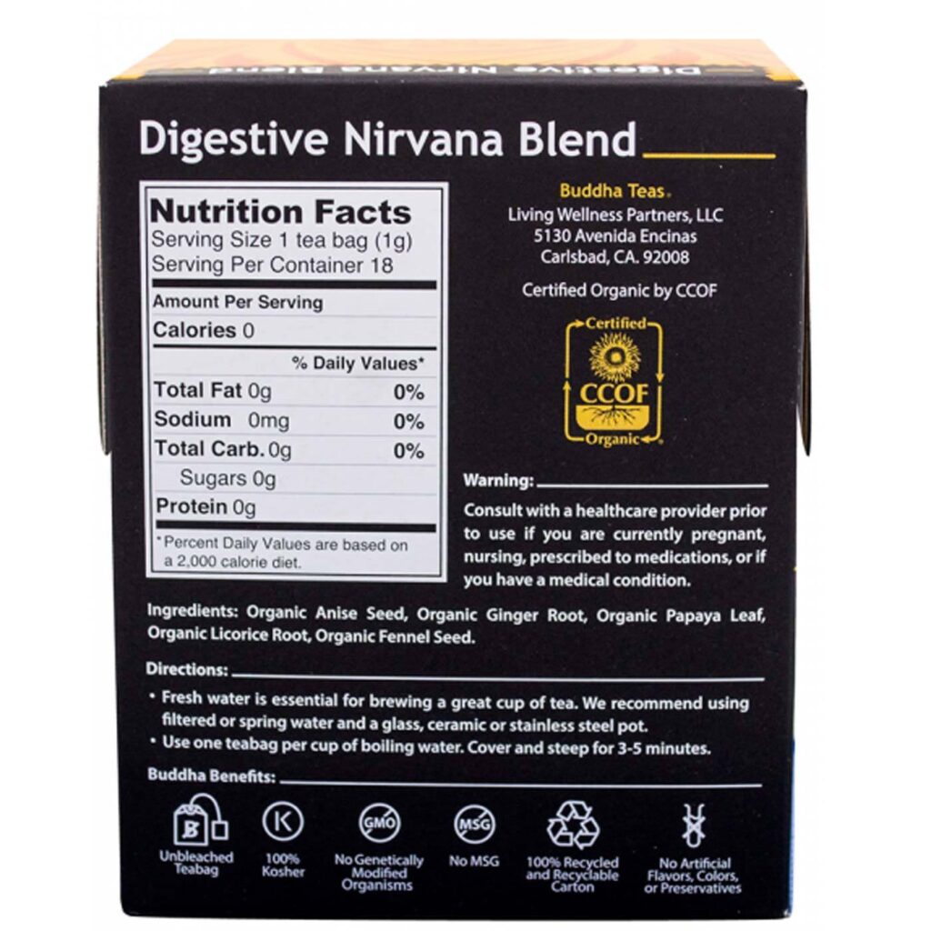 Buddha Teas Mistura Nirvana Digestiva - 18 Saquinhos de Chá para Bem-Estar Intestinal - Imagem 2