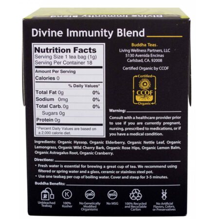 Buddha Teas, Chá Divine Immunity Blend, Mistura Imunidade Divina - 18 Saquinhos de Chá - Image 2