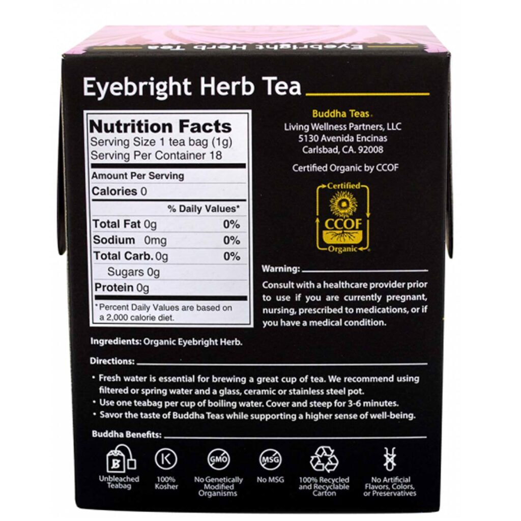 Buddha Teas Chá de Erva Eufrásia - 18 Saquinhos - Alívio Natural Ocular - Imagem 2