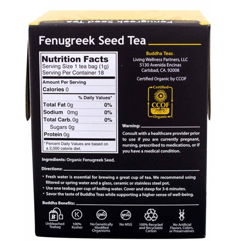 Buddha Teas Chá de Sementes de Feno-grego 18 Saquinhos - Bem-Estar Natural - Imagem 2