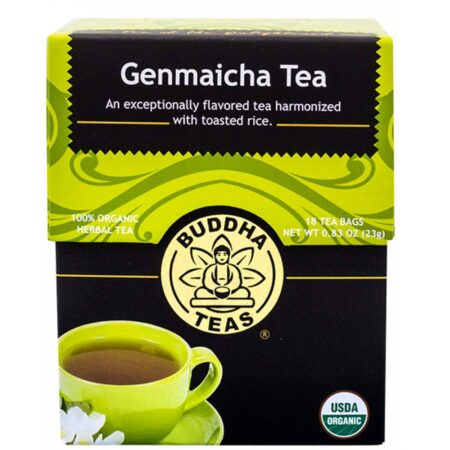 Buddha Teas Herbal Tea, Chá Genmaicha - 18 Saquinhos de Chá