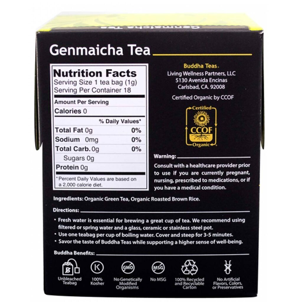 Chá Genmaicha Buddha Teas Herbal Tea - 18 Saquinhos Puro Sabor Oriental - Imagem 2