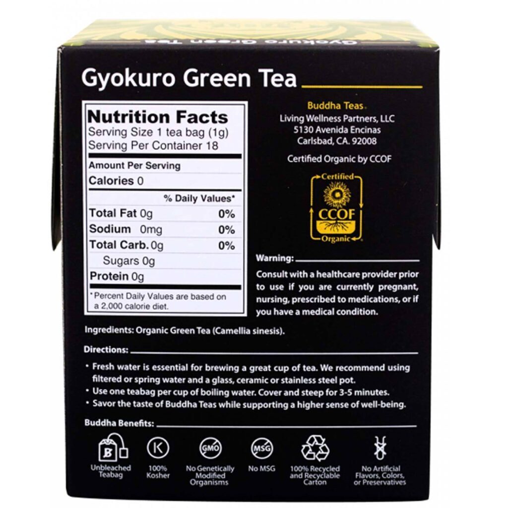Buddha Teas Chá Verde Gyokuro Orgânico 18 Saquinhos - Puro Sabor Japonês - Imagem 2