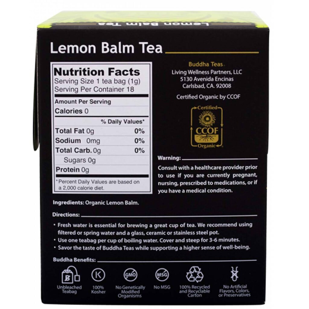 Buddha Teas Chá Erva-Cidreira - 18 Saquinhos de Chá para Relaxamento e Bem-Estar - Imagem 2