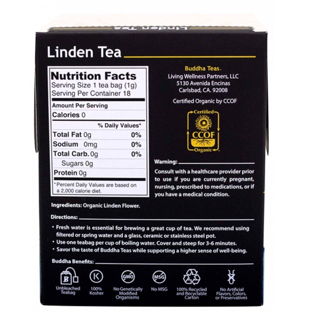 Buddha Teas Chá de Tília (Linden) - 18 Saquinhos Naturais para Bem-Estar - Imagem 2