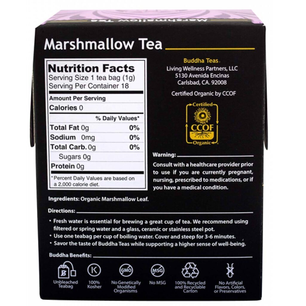Buddha Teas Chá de Marshmallow 18 Saquinhos - Suporte para Garganta e Digestão - Imagem 2