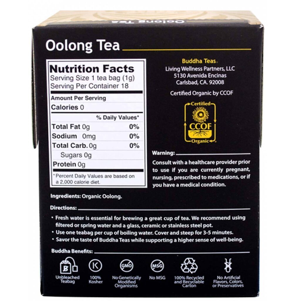Buddha Teas Chá Orgânico de Oolong - 18 Saquinhos de Chá para Bem-Estar - Imagem 2