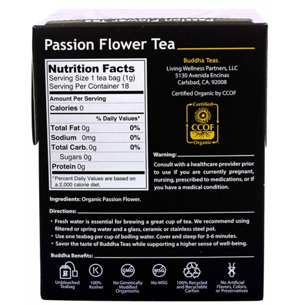 Buddha Teas Chá de Passiflora 18 Saquinhos: Relaxamento Natural e Bem-Estar - Imagem 2