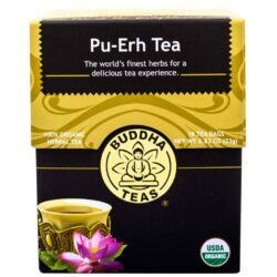 Buddha Teas Chá Pu-erh Puro - 18 Saquinhos de Chá para Bem-Estar e Digestão