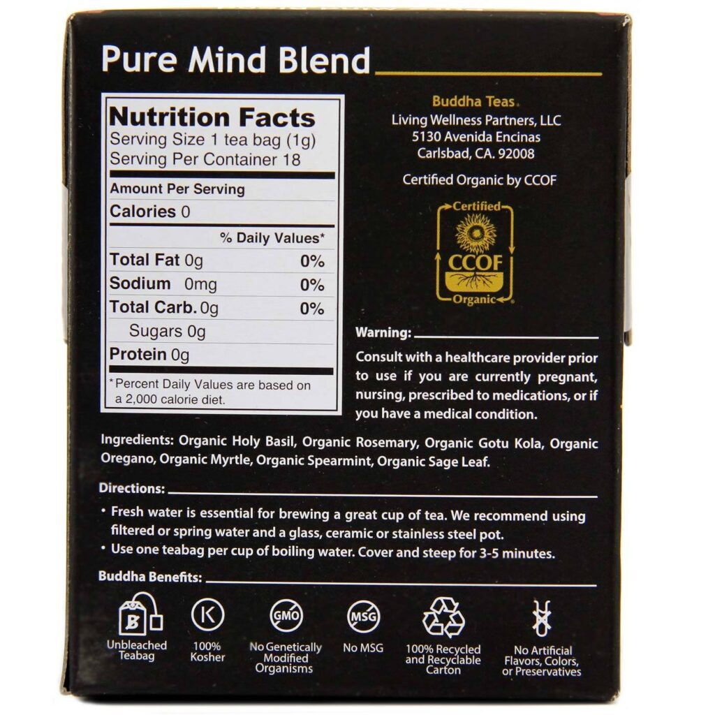 Buddha Teas Chá Blend Pure Mind 18 Saquinhos - Mente Pura - Imagem 3