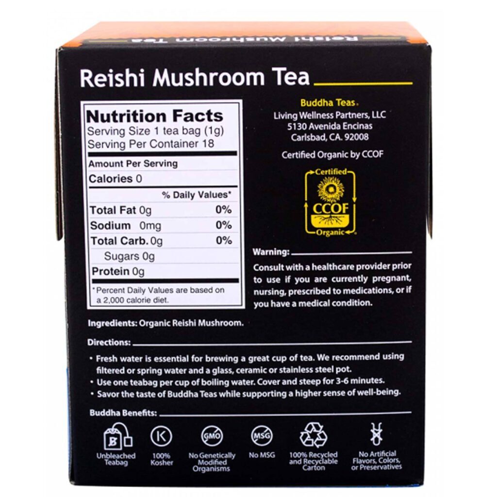 Buddha Teas Chá de Cogumelo Reishi Orgânico - 18 Saquinhos: Bem-Estar e Vitalidade Natural - Imagem 2
