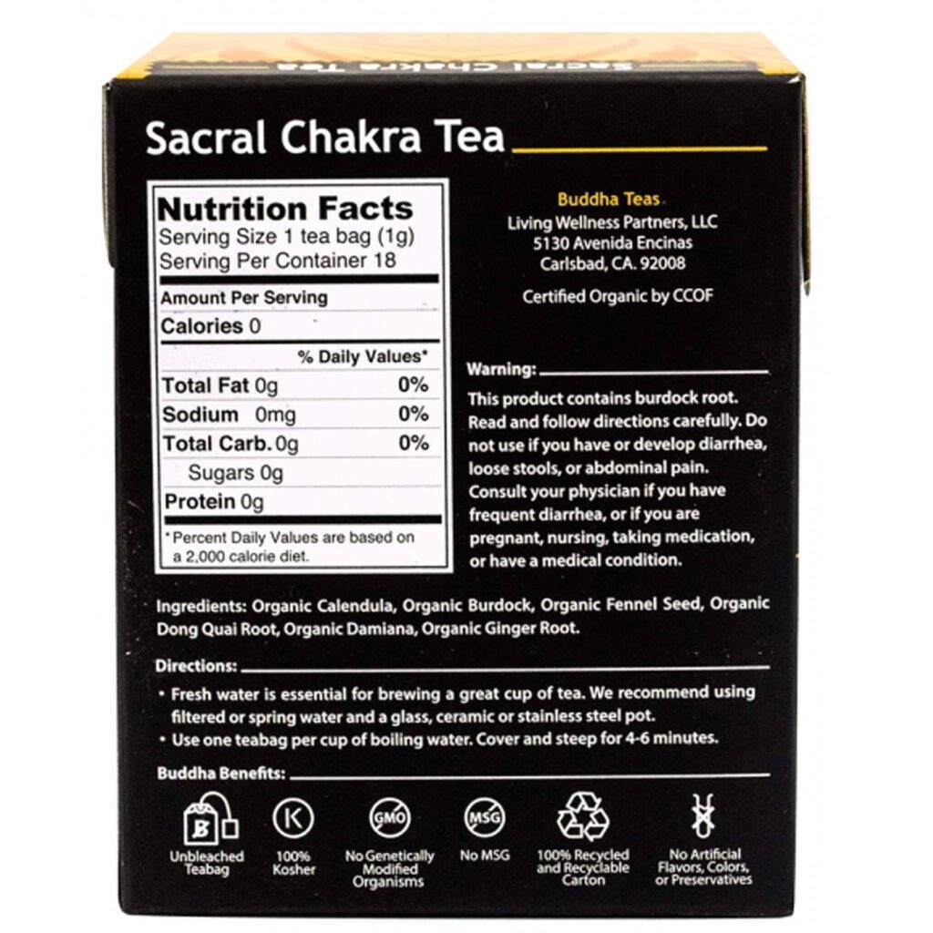 Buddha Teas Chá Sacral de Chakra Swadhisthana - 18 Saquinhos de Chá para Bem-Estar - Imagem 2