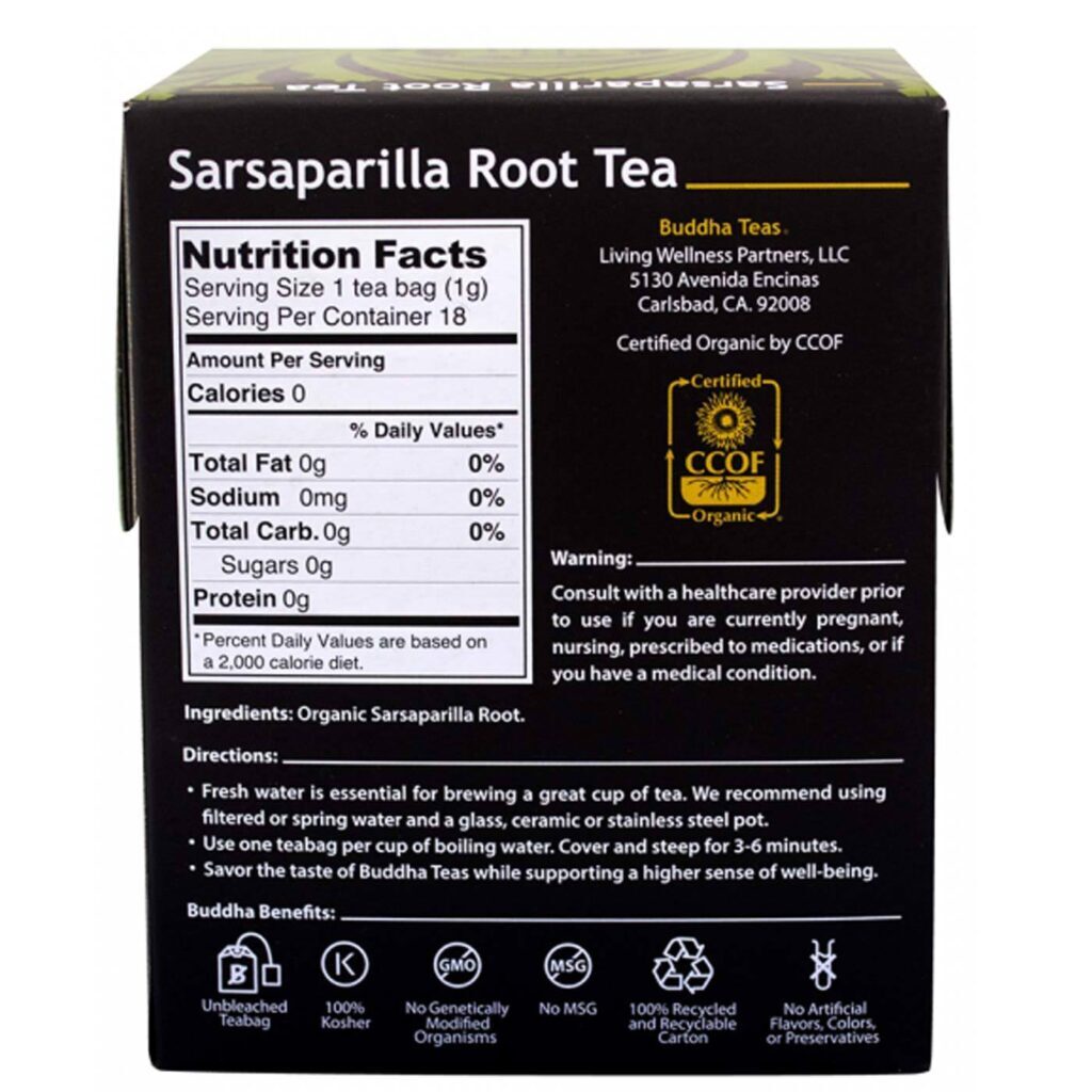 Buddha Teas Chá de Raiz de Salsaparrilha - 18 Saquinhos - Bem-Estar Natural - Imagem 2