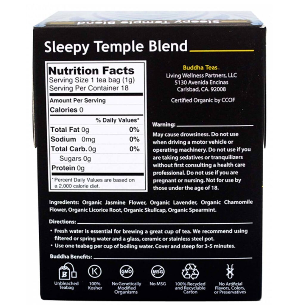 Buddha Teas Chá Mistura de Templos do Sono - 18 Sacos: Relaxamento Profundo e Noites Tranquilas no Brasil - Imagem 2