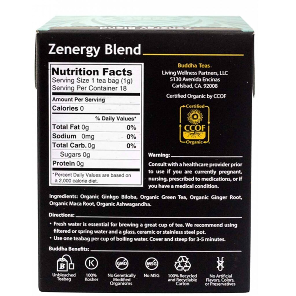 Buddha Teas Mistura Zenergy 18 Saquinhos de Chá para Energia Natural - Imagem 2