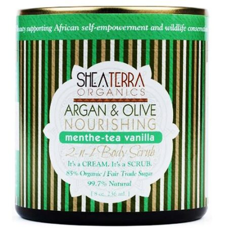 Shea Terra Organics, Esfoliante Corporal de Argan e Oliva 2-in-1, Menta e Baunilha - 236 ml (8 fl oz)