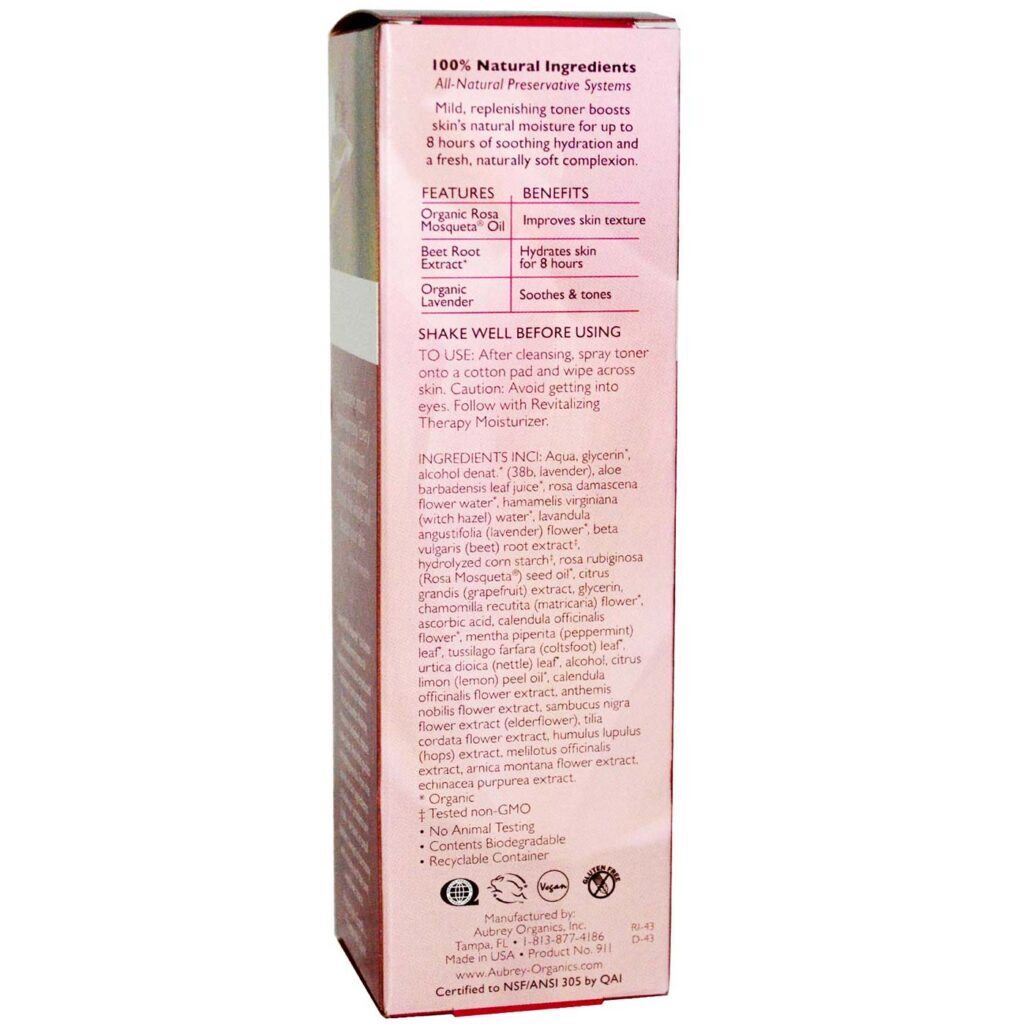 Aubrey Orgânicos Revitalizing Therapy Toner - 100ml: Tonificação Revitalizante para Pele Radiante - Imagem 2