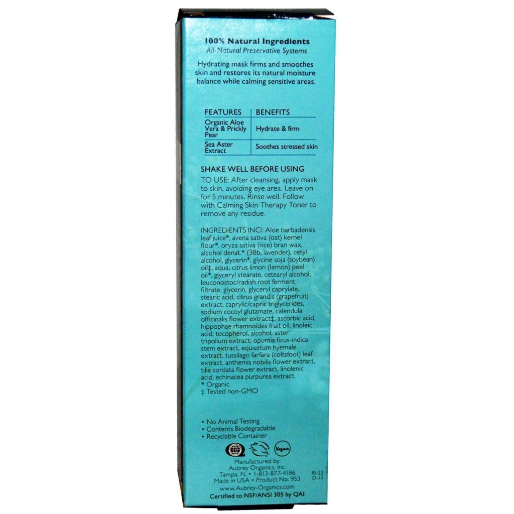 Aubrey Organics Máscara Hidratante Terapia Calmante da Pele 89 ml - Alívio e Nutrição Profunda - Imagem 2