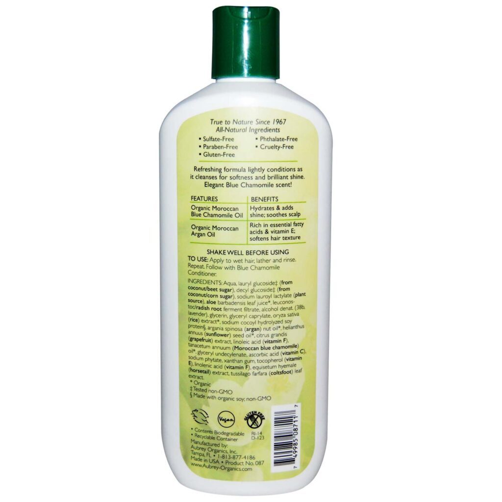 Aubrey Orgânicos Xampu Brilho Blue Chamomile 473ml - Cabelos Radiantes - Imagem 2