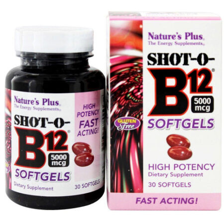 Nature's Plus, Shot-O-B12® - 5,000 mcg - 30 Cápsulas em Gel