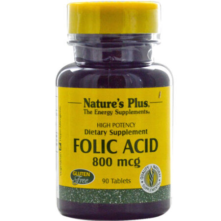 Nature's Plus, Ácido Fólico - 800 mcg - 90 Tabletes