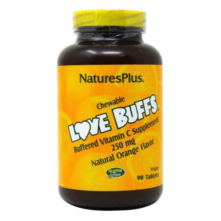 Nature's Plus, Love Buffs® Vitamina C Tamponada 250 mg, Laranja - 90 Pastilhas Mastigáveis