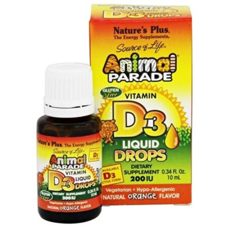 Nature's Plus, Animal Parade Vitamina D3 200 UI - Sabor Laranja - 10mL