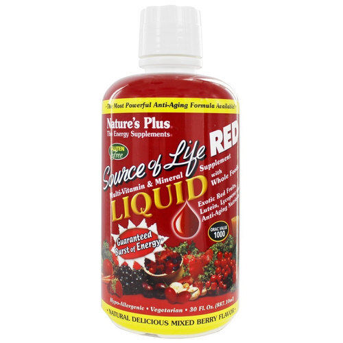 Nature's Plus Source of Life Red Multivitaminas e Minerais Mix Frutas 887ml