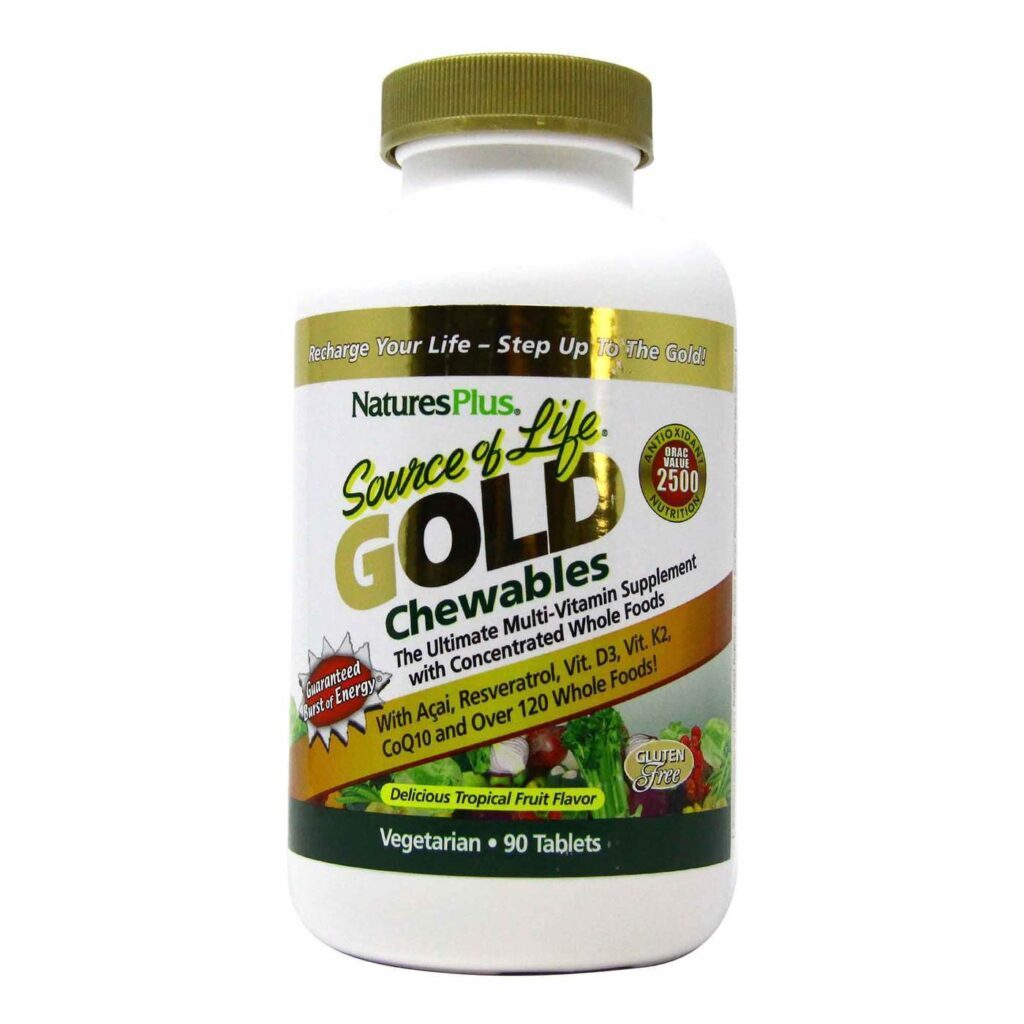 Nature's Plus Source Of Life Gold Multivitamínico Fruta Tropical - 90 Tabletes Mastigáveis