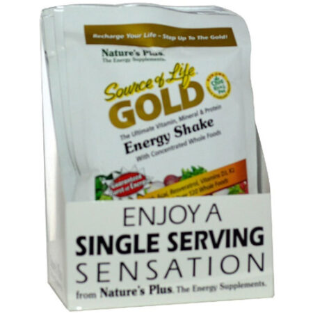 Nature's Plus, Source of Life® Gold Shake Energia, Frutas Tropicais - 8 Pacotes (34 g Cada)