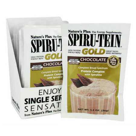 Nature's Plus, Spiru-Tein® Ouro - Sabor Chocolate - 8 Pacotes