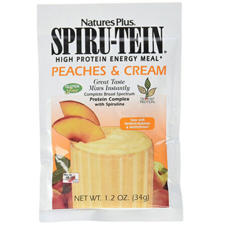 Nature's Plus Spiru-Tein, Pêssegos e creme - 8 Pacotes