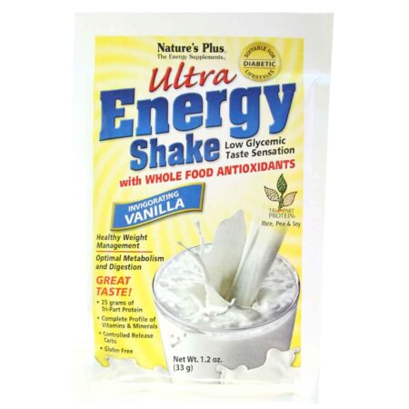 Nature's Plus, Shake Ultra Energia, Sabor Baunilha - 8 Pacotes - Image 2