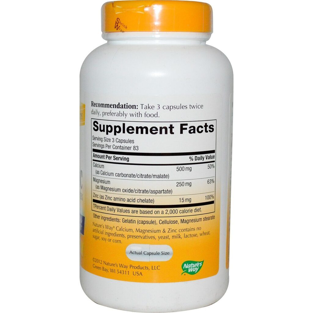 Nature's Way Cálcio, Magnésio & Zinco Complexo Mineral - 250 Cápsulas - Imagem 2