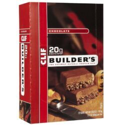 Clif Bar Builder's Barras de Proteína Chocolate - 12 Unidades - Energia e Recuperação Muscular
