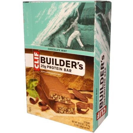 Clif Bar, Barras de Proteína Builder's®, Sabor Chocolate Mentolado - 12 Barras