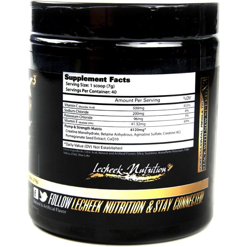Lecheek Nutrition Pump X3 Pré-Treino Doce de Maçã - 279g (9.8 oz) - Potencialize Seus Treinos - Imagem 2