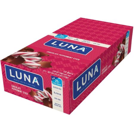 Luna Barras, Barra de Nutrição Integral para Mulheres - Hortelã-pimenta e Chocolate - 15 Barras