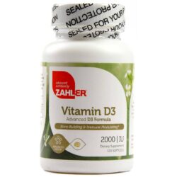 Vitamina D3 Fórmula Avançada Zahler 2.000 IU - 120 Cápsulas em Gel para Saúde Óssea e Imunidade