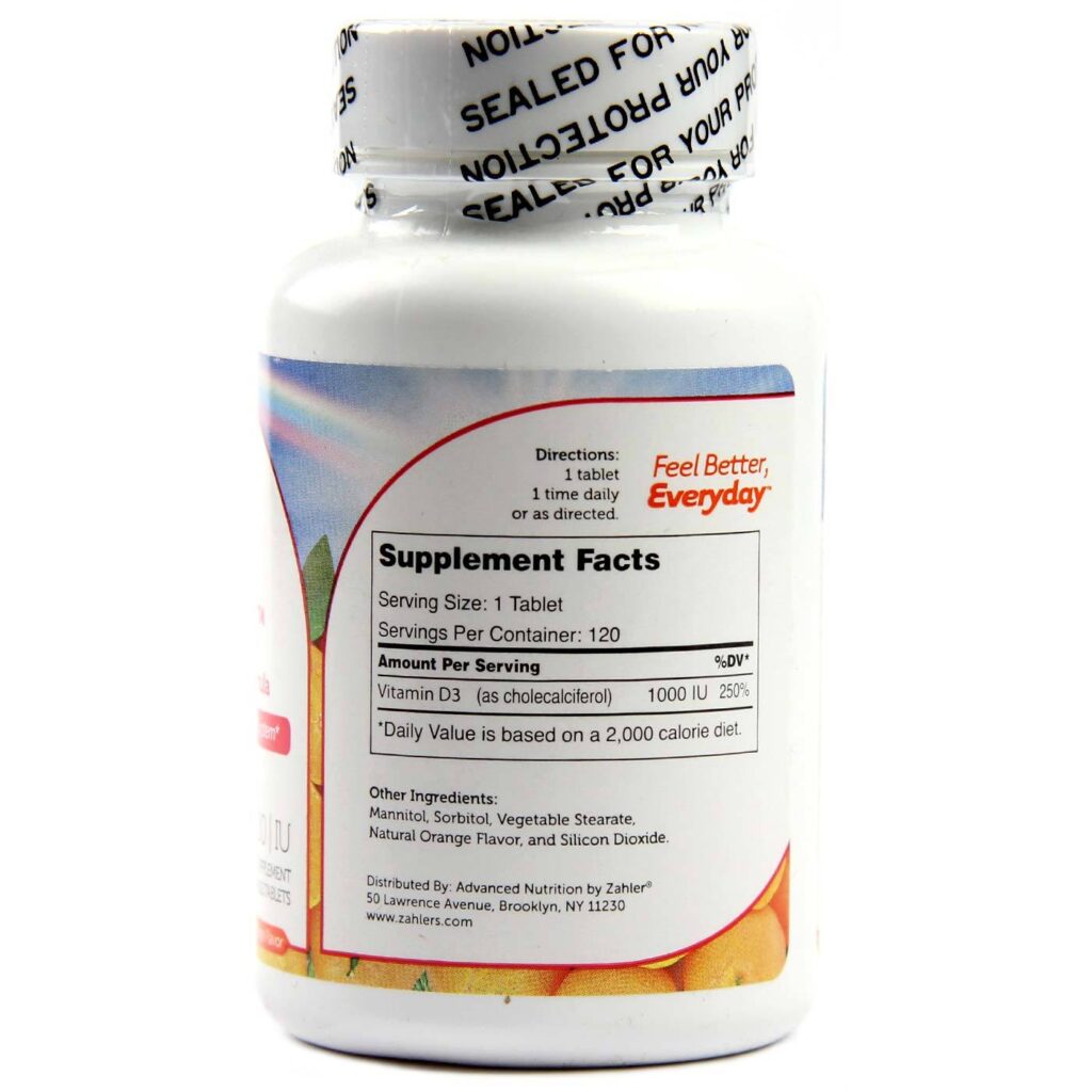 Zahler Junior D3 1.000 UI Vitamina D Sabor Laranja 120 Tabletes Mastigáveis - Imagem 2