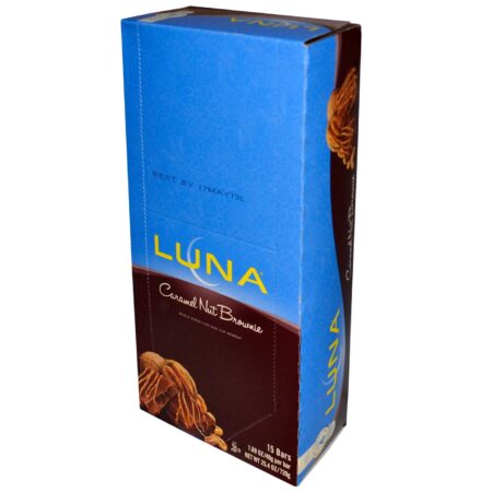 Luna Bars, Barras de Nutrição Integral Para Mulheres - Brownie de Caramelo e Nozes - 15 Barras