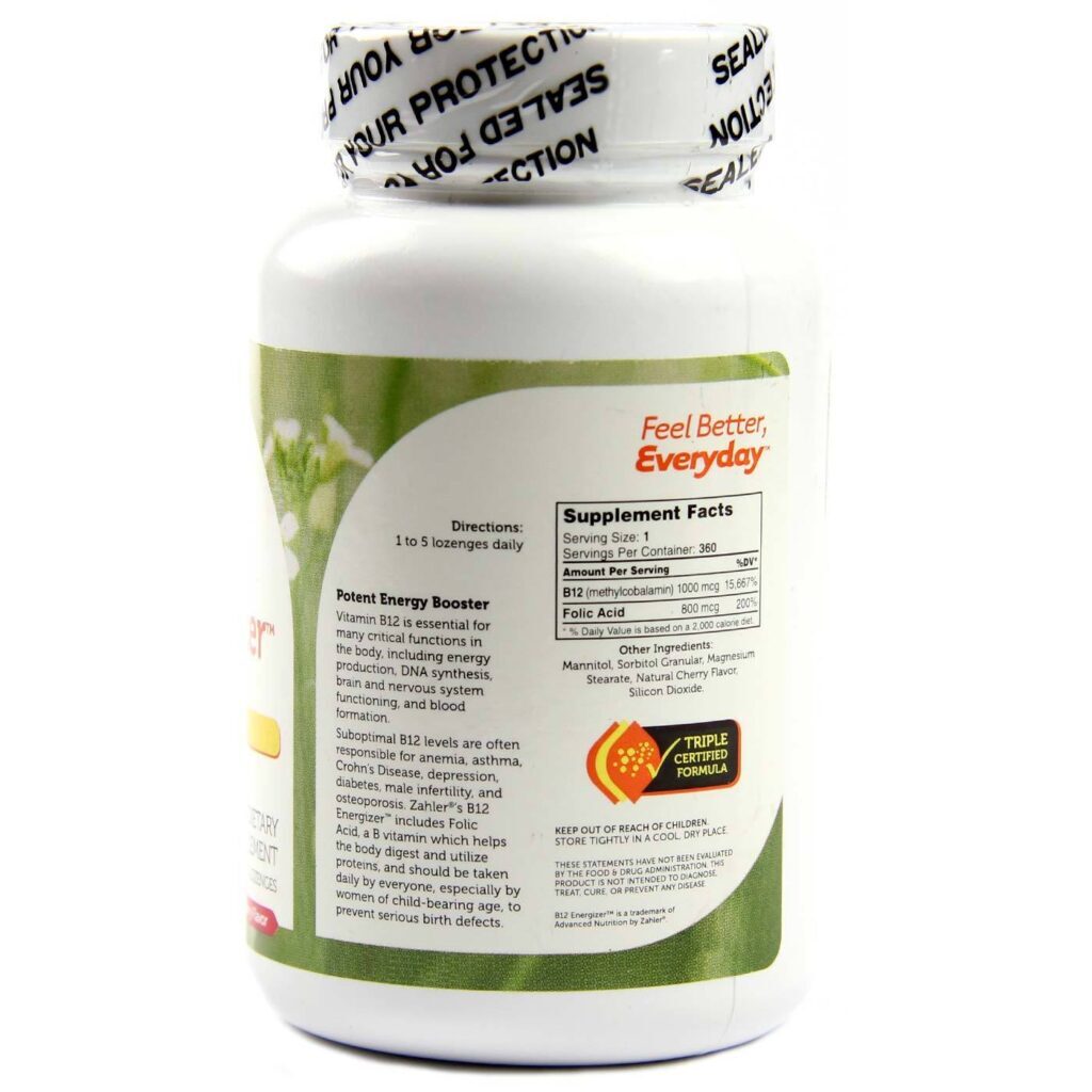 B12 Energizer Zahlers Cherry 360 Pastilhas: Vitamina B12 para Energia e Bem-Estar no Brasil - Imagem 2