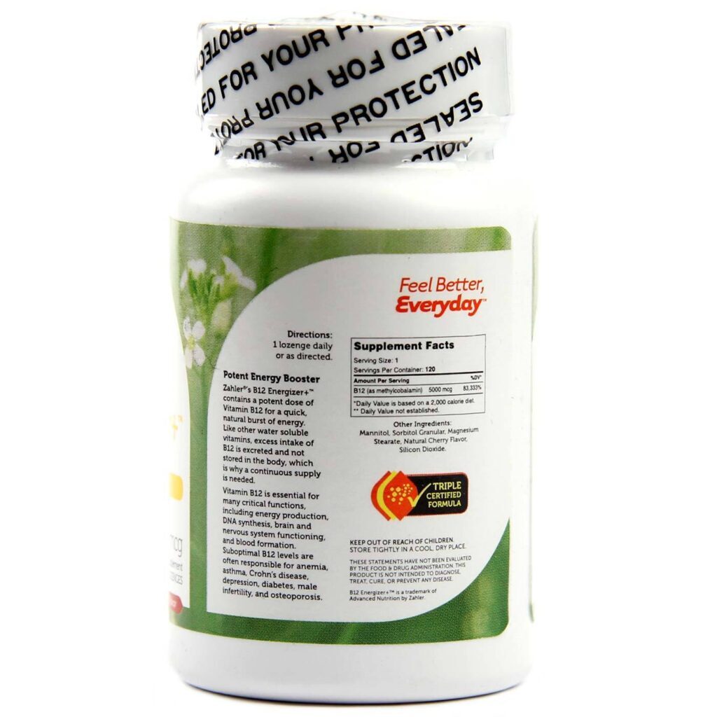 Zahlers B12 Energizer+ 5mg Cereja - 120 Pastilhas: Energia e Vitalidade para o Brasil - Imagem 2