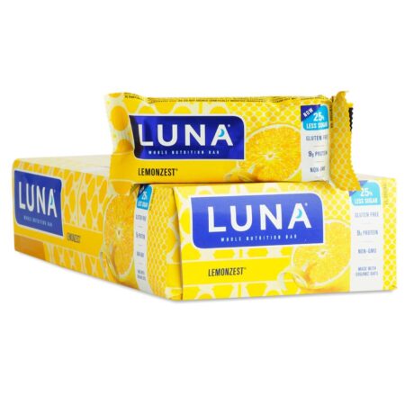 Luna Bars, Barras de Nutrição Completa Para Mulheres - Raspas de Limão - 15 Barras