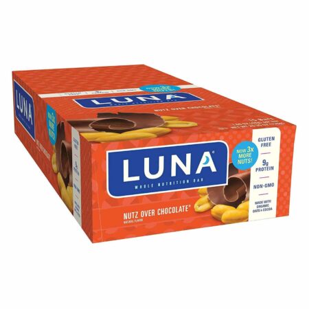 Luna Bar, Barras Nutricionais Integrais - Nozes com Chocolate - 15 Barras